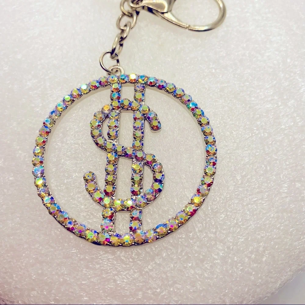 Purse Charm Key Chain Crystals Iridescent